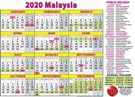 Also check all state government holidays in malaysia. 2020 Calendar Malaysia - Kalendar 2020 Malaysia in 2020 ...