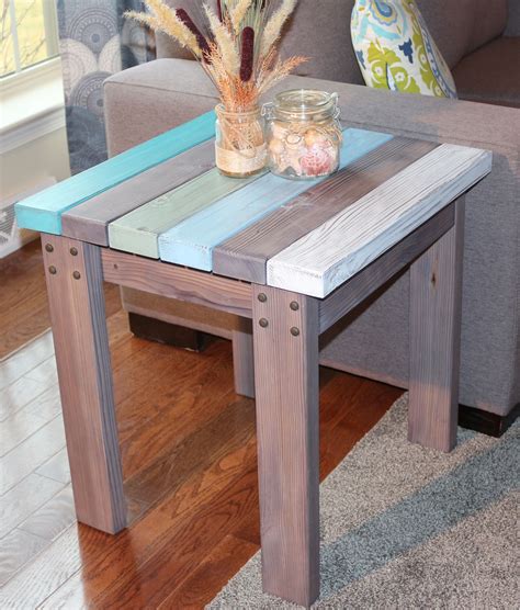 Coastal Decor End Table With Blue In 2020 Beach House Furniture