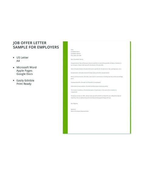Free 15 Sample Job Offer Letter Templates In Pdf Ms Word Apple