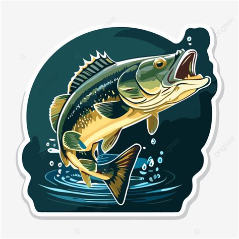 Bass Fishing Sticker 1 1 Big Fish Sticker Clipart Vector Sticker