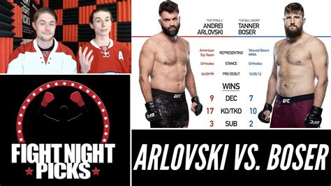 Ufc Fight Night Andrei Arlovski Vs Tanner Boser Prediction Youtube