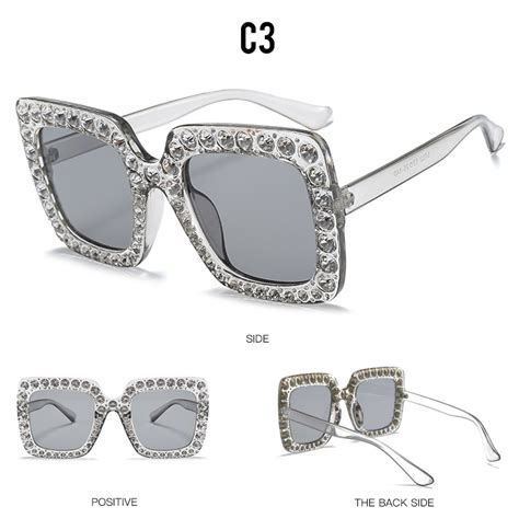 2018 oversized square frame bling rhinestone sunglasses women fashion shades ebay