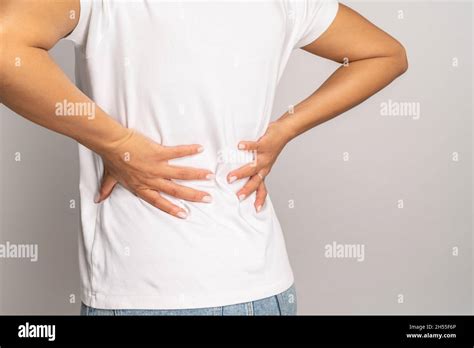 Female Touching Back Suffer From Backache African Woman With Lower
