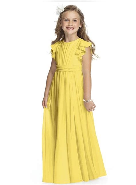 2016 Cute Yellow Color A Line Chiffon Flower Girls Dresses For Weddings