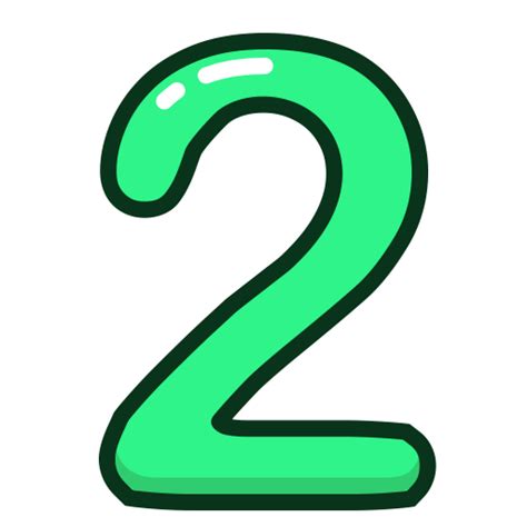 Green Numbers Number Two Study Icon