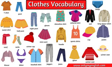 Clothes Vocabulary List Clothes Names In English Onlymyenglish