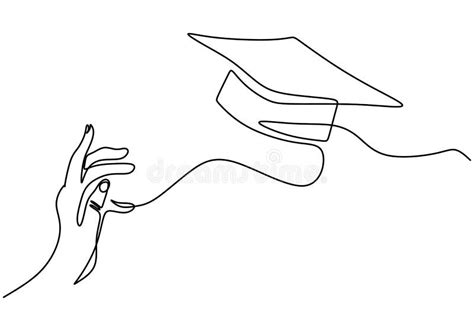 One Line Drawing Group Of Young Happy Graduate Hand`s College Student