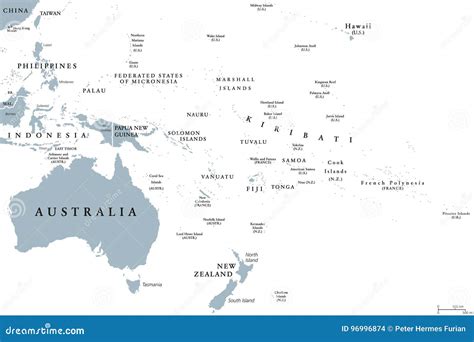 Mapa Político De Oceania Ilustração Do Vetor Ilustração De Oceânia