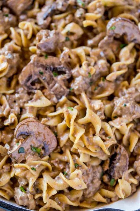 Ground beef stroganoff is a delicious little spin on a classic. Ground Beef Stroganoff - Dinner, then Dessert