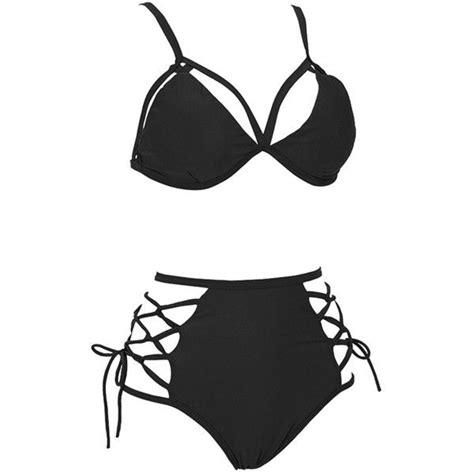Hibluco Womens Sexy High Waist Two Piece Bikini Sets Swimwear Bandage 15 Liked On
