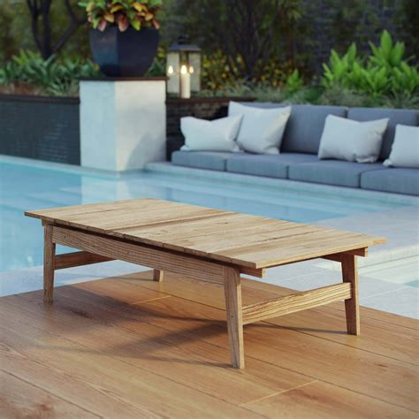 Modway Bayport Outdoor Patio Teak Coffee Table In Natural