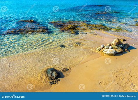 Beautiful Crystal Clear Water In Pescoluse Beach Salento Apulia Italy