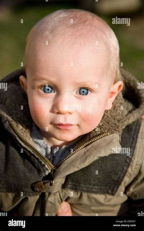 Portrait Of A 12 Month Old Baby Boy Stock Photo Alamy