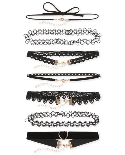 Girls Lace Choker Necklace 7 Pack