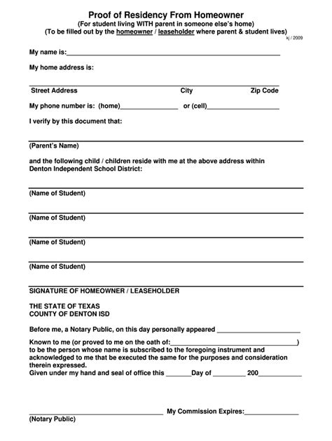 Free Printable Proof Of Residence Form Printable Forms Free Online