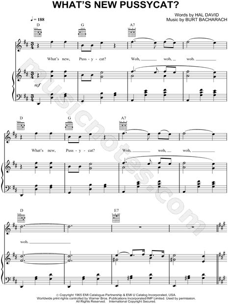 Tom Jones Whats New Pussycat Sheet Music In D Major Transposable Download And Print Sku