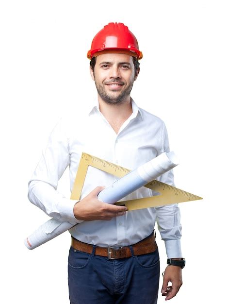 Premium Photo Young Architect Working Over White Background
