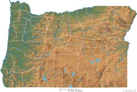 Oregon Physical Map And Oregon Topographic Map