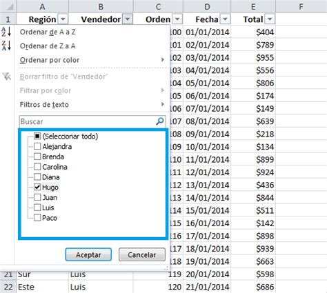 Filtros Automáticos en Excel