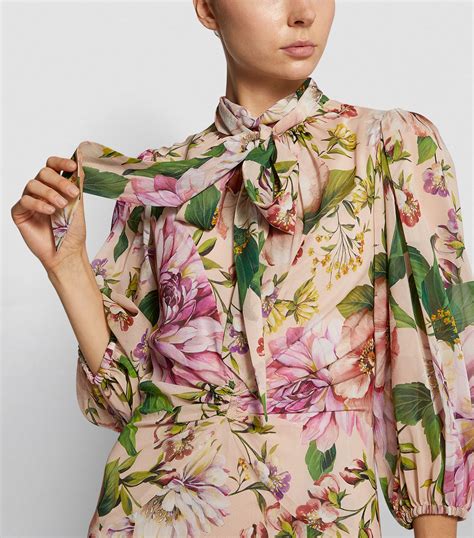 Dolce Gabbana Silk Pussybow Dress Harrods US