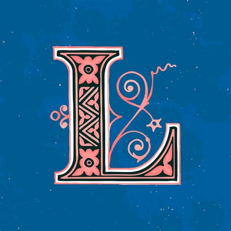 Capital letter L vintage typography style - Download Free Vectors, Clipart Graphics & Vector Art