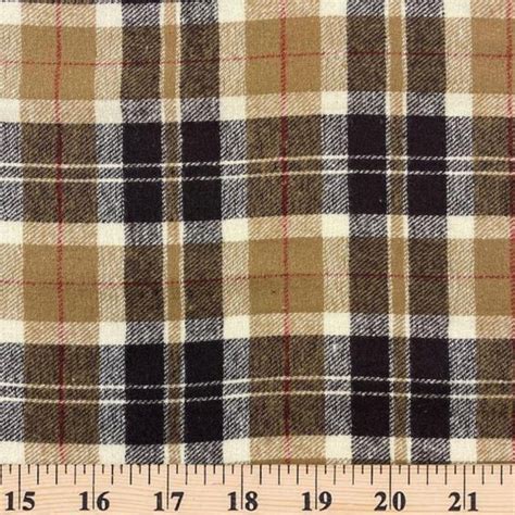 Brown And Beige Plaid Flannel Fabric Fabric By The Half Yard Etsy
