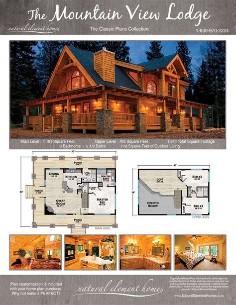 Mountain View Lodge Natural Element Homes Log Homes Lodge Style