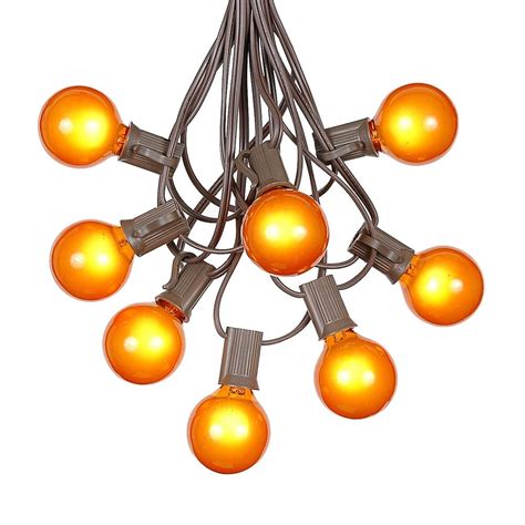 25 Foot G40 Outdoor Patio String Lights With 25 Orange Globe Bulbs