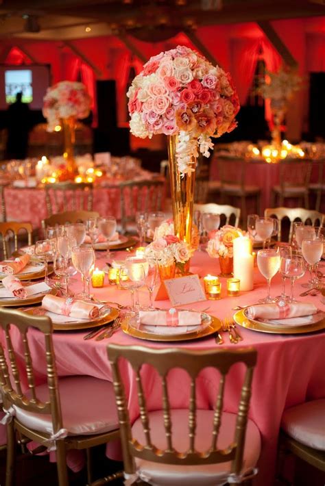 Coral And Pink Coral Wedding Decorations Wedding Elegant Table