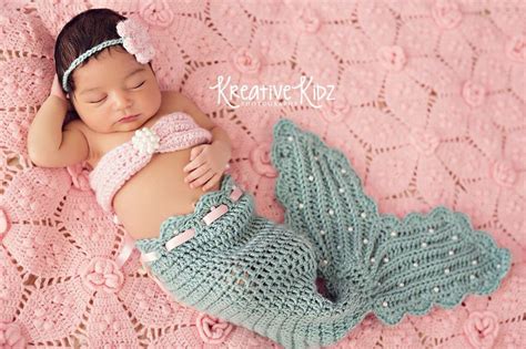 Newborn Mermaid Photo Prop Aqua And Pink Mermaid Baby Mermaid