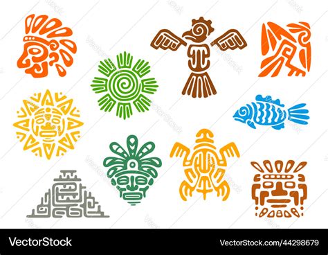 Mayan Aztec Totems Mexican Inca Tribal Symbols Vector Image