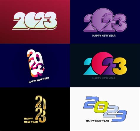 Free Vector Big Set Of 2023 Happy New Year Logo Text Design 2023