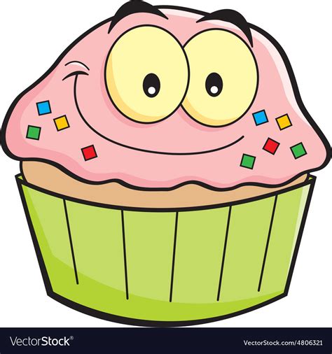Cartoon Smiling Cupcake Royalty Free Vector Image