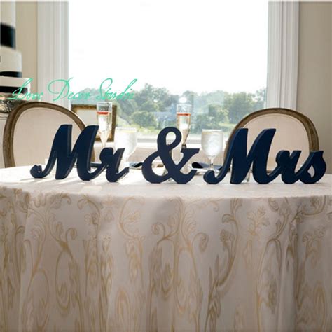 Mr Mrs Wedding Table Signs For Sweetheart Table Decor Wooden Letters