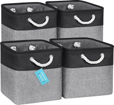 Amazon.com: OrganiHaus 11x11 Cube Storage Bins Set of 4 | Fabric Cube