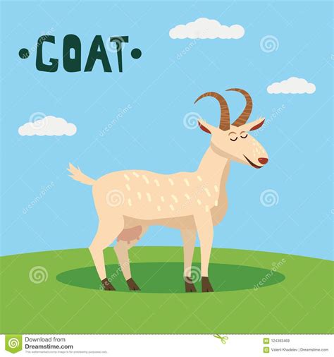 Cute Goat Farm Animal Character Farm Animals Vector Illustration On