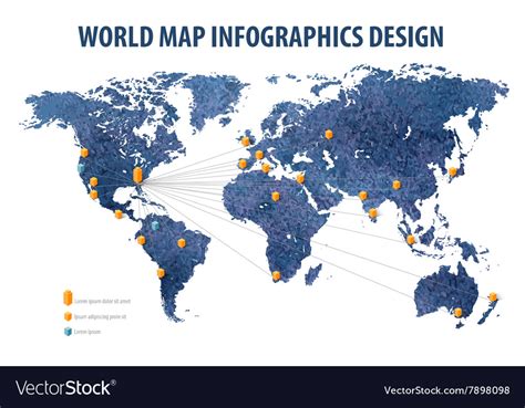 World Map Infographic Business Royalty Free Vector Image