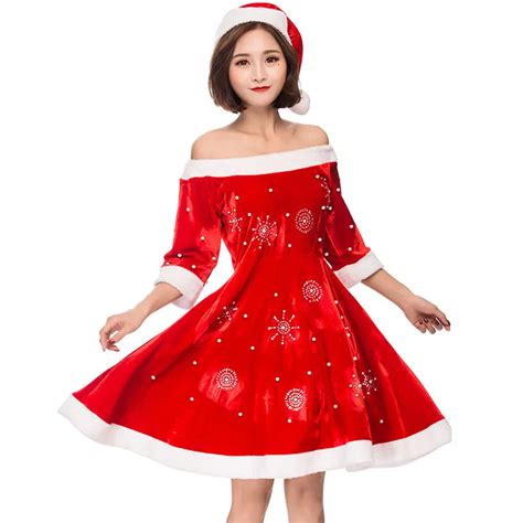 Japan Sexy Christmas Costume Cute Red Santa Claus Cosplay Fancy Dress Mini Dresses With Hat In