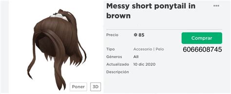 Short Ponytail In Brown Roblox Codes Short Ponytail Roblox