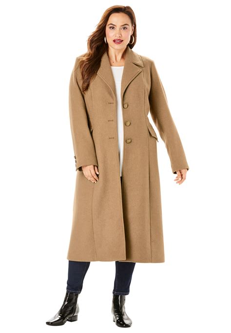 Roamans Womens Plus Size Long Wool Blend Coat Ebay