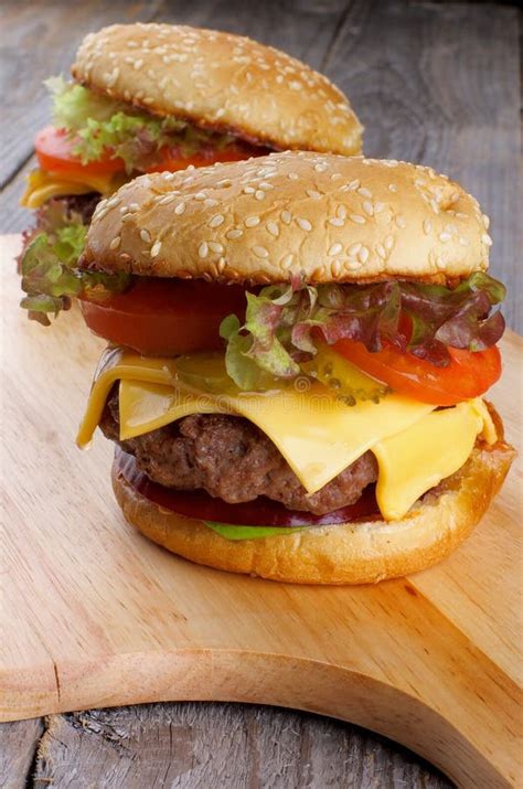 Two Burgers Stock Image Image Of Fast Colored Freshness 37439447