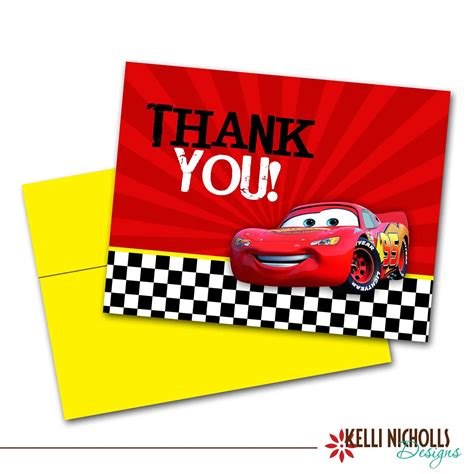 Cars Thank You Cards Thank You Notes By Kellinichollsdesigns