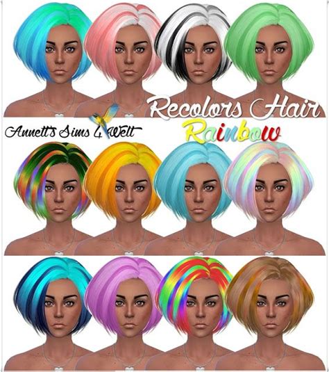 The Best Recolors Hair Rainbow By Annett85 Sims 4 Sims Blog