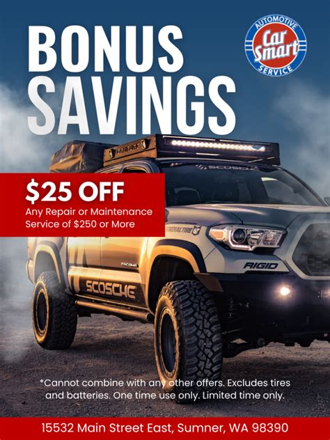 Tires And Auto Repair Promotions And Coupons Car Smart Auto Service
