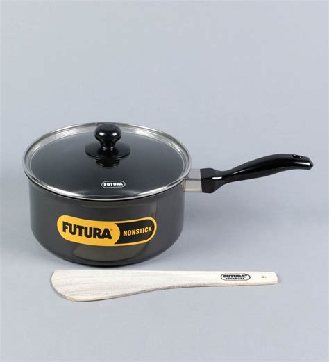 Buy Futura Non Stick Hard Anodized 3 L Sauce Pan With Glass Lid By