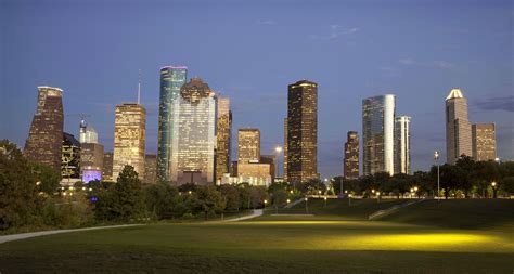 Evening View Of The Downtown Houston Skyline Skyrisecities