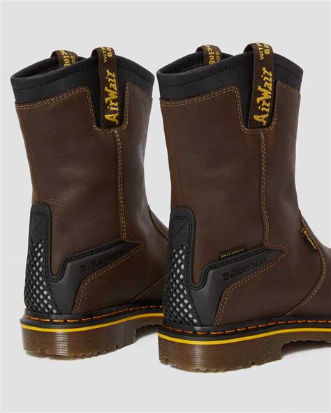 Dr Martens Industrial Steel Toe Work Boots Brown Astm F2413 11 Laceless