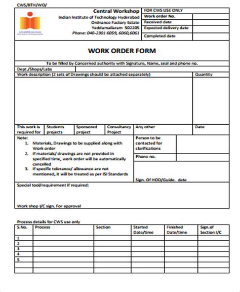 Sample Work Order Format Best Of Document Template