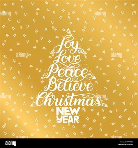 Joy Love Peace Believe Christmas New Year Handwriting Lettering