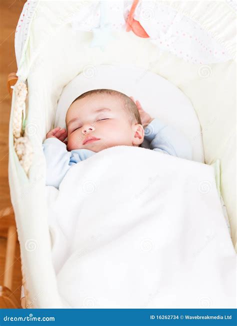 Adorable Baby Sleeping In His Cradle Stock Images Image 16262734